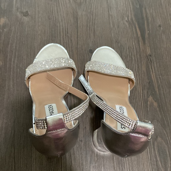 Silver rhinestone Steve Madden klair open toe high clear heels - Picture 3 of 8